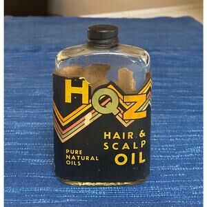 Vtg HQZ Hair Scalp Oil Bottle Advertising San Francisco Barber Barbershop Decor